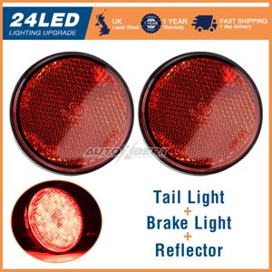 2x LED 12V 브레이크 스톱 라이트 테일 운전 라운드 미등 빨간색 반사판 ATV 오프로드 오토바이 신호 램프 액세서리 자동차 조명