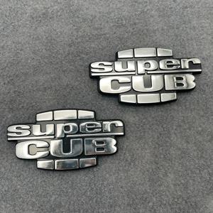 혼다 슈퍼 큐브 엠블럼 접착 배지 스티커 데칼, 오토바이 크롬, 8x4cm, 1 쌍, C50 C70 C90 C100 C110 C125
