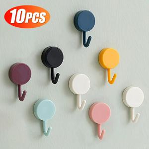 10PCS 자체 접착 벽 후크 드릴링 코트 가방없이 강한 욕실 문 주방 수건 걸이 후크 홈 스토리지 액세서리