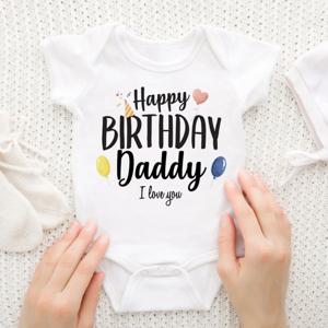 생일 축하해요 아빠 사랑해요 유아 남아 여아 아기옷 신생아 바디슈트 반팔 여름 롬퍼 생일 선물