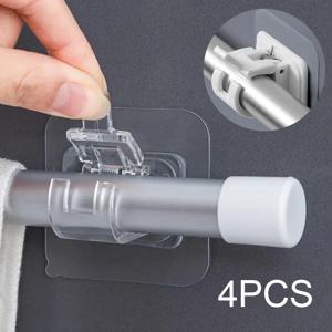 2/4PCS 네일 프리 조절 커튼 막대 홀더 클램프 후크 주방 욕실 문 자체 접착 후크 홈 액세서리 벽 후크