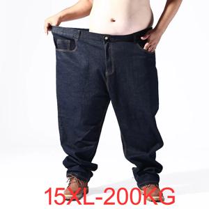 대형 남성 청바지 200KG 플러스 사이즈 10XL 13XL 14XL 15XL 가을, 겨울 바지 대형 스트레치 스트레이트 50 54 56 58 검은 청바지