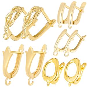 Juya 여성 귀걸이 액세서리 4 8 개/몫 18K 골드 실버 도금 Shvenzy 귀 와이어 고정 장치 패스너 베일 DIY 귀걸이 후크 걸쇠