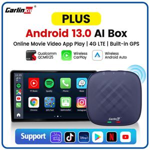 Carlinkit 카플레이 Ai TV 박스 플러스, 안드로이드 13, 8 + 128GB, QCM 8 코어, 665 6125, 무선 카플레이, 안드로이드 오토, 유튜브, 넷플릭스, 4G LTE