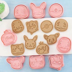 8PCS 세트 일본 만화 포켓몬 그림 애니메이션 쿠키 금형 피카추 Psyduck Squirtle Pokeball Kawaii 패턴 금형 비스킷
