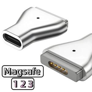 100W 알루미늄 USB 타입 C 마그네틱 PD 어댑터 맥세이프 1 2 3 맥북 에어 프로 LED 인디케이터 고속 충전 마그넷 플러그 컨버터