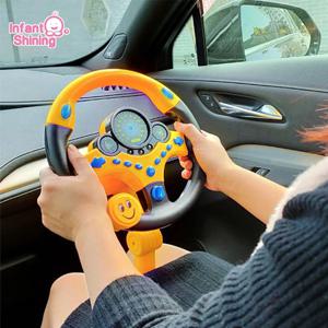 Infant Shining 가벼운 소리가 나는 전기 시뮬레이션 스티어링 휠 장난감 어린이 조기 교육 유모차 스티어링 휠 보컬 장난감