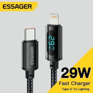 Essager 아이패드 맥북용 USB C 타입 케이블, 고속 충전 충전기 라이트닝 와이어 코드, 아이폰 14 13 12 11 프로 맥스 XS Xr PD 29W