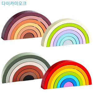뜨거운 아치 다리 무지개 빌딩 블록 어린이 몬테소리 교육 게임 색상과 모양 어린이를위한인지 나무 장난감