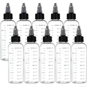5Pcs 30-500ml 투명 플라스틱 눈금형 병 트위스트 캡 리필 가능 액체 샘플 용기 잉크 오일 예술 머리 염색 물병