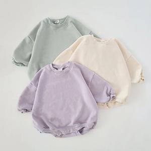 INS 신생아 신생아 여아 남아 맨투맨 롬퍼, 유아 긴 소매 기본 면 오버사이즈 롬퍼, 아기 옷 점프수트, 0-18M