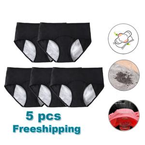 L-8XL 누출 방지 월경 팬티 5PCS 여성 기간 속옷 위생 팬티 플러스 사이즈 생리학적 방수 팬티