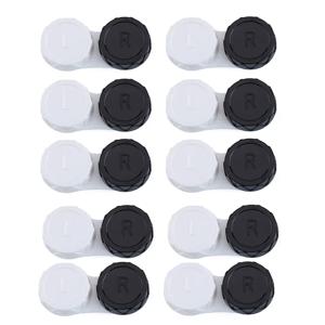 10pc 미니 콘택트 렌즈 케이스 눈 여행 키트 홀더 유리 화장품 콘택트 렌즈 케이스 박스 컨테이너 여행 액세서리 블랙