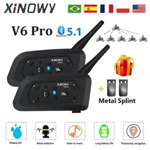 XINOWY V6 PRO 오토바이 블루투스 헬멧 인터콤 헤드셋 1200M 인터폰 커뮤니케이터 6 라이더 방수 음악 플레이어