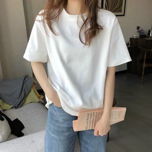 2026년 여름 여성용 흰색 루즈핏 반팔 티셔츠 베이스 레이어 이너웨어 통근 스타일 한국 버전 폴리에스터 섬유