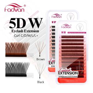 FADVAN 5D 속눈썹 W 모양의 속눈썹 자연 미리 만들어진 볼륨 팬 C/D/L/M 컬 W 모양 속눈썹 연장