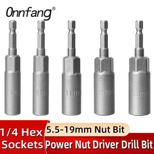 1PC 5.5-19mm 육각 소켓 드라이버 드릴 비트 1/4 인치 생크 육각 길이 깊이 임팩트 소켓 어댑터 전원 스크루 드라이버 키 핸드 툴
