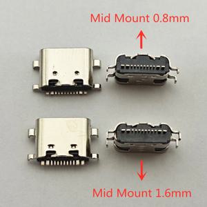 10-100pcs USB-3.1 USB 커넥터 유형 C 수평 미드 마운트 16P 여성용 1.6mm 스루 보드 0.8mm 충전기 어댑터 DIY 유형 C