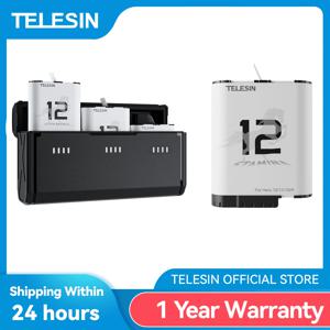 GoPro Hero 12 11 10 9 용 TELESIN 1750 mAh 내구성 배터리 GoPro 9 10 11 12 용 배터리 박스가있는 Gopro 액세서리 블랙