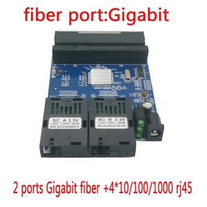 컨버터 2, 광섬유 4, RJ45 기가비트 PCBA, SC 보드, 단일 모드, 10/100/1000M 광섬유 스위치, 이더넷 광섬유 보드