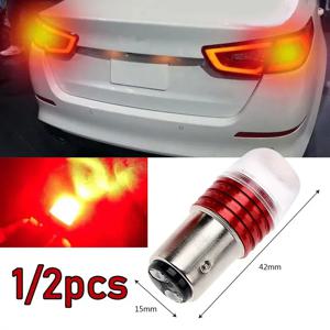 1/2pcs 자동차 테일 브레이크 라이트 스트로브 깜박이 LED 램프 오토바이 경고 전구 빨간색 더 강한 빛 12V LED 후면 미등