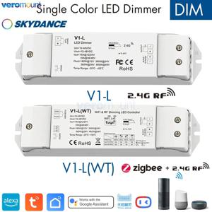 Skydance V1-L 2.4G RF 무선 원격 V1-L(WT) WiFi Tuya APP + 푸시 희미한 LED 조광기 CV 컨트롤러 12V 24V 15A PWM 0-100% 무단