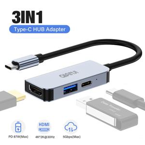 USB C to HDMI 멀티포트 어댑터 타입-C 허브 썬더볼트 3 출력 USB 3.0 포트 충전 포트 100W 갤럭시 맥북 아이폰15 아이패드