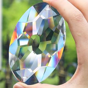90mm 화려한 Suncatcher 타원형 크리스탈 프리즘 샹들리에 부품 매달려면 처리 된 라이트 포수 반사 무지개 굴절 펜던트