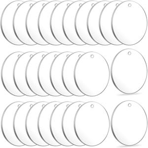 50pcs 지우기 키 체인 투명 원형 디스크 아크릴 공백 키 체인 펜 던 트에 대 한 대량 키 체인 DIY 쥬얼리 만들기