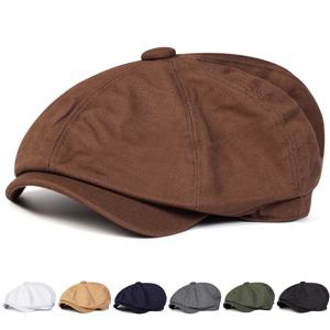 남성 레트로 뉴스 보이 모자 스티치 베레모 모자 가을 겨울 빈티지 화가 팔각형 모자 Gorras