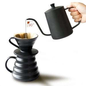 600ml 드립 커피 주전자 위에 부어 검은 손 부어 냄비 구즈넥 고품질 304 스테인레스 스틸 가정용 차 주전자 얇은 주둥이