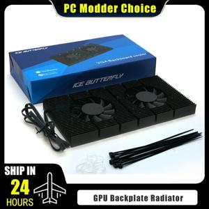 그래픽 카드 GPU 백플레이트 냉각 라디에이터 RTX 3090 4090 백플레인 메모리 VRAM 방열판 2X PWM 팬 VGA 백보드 쿨러