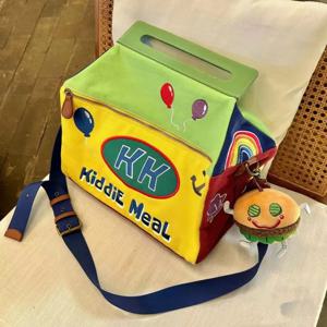 Y2K 만화 숄더 백 애니메이션 겨드랑이 재미 있은 크로스 바디 토트 백 귀여운 캔버스 메신저 지퍼 핸드백 카와이 여행 가방 보관 가방