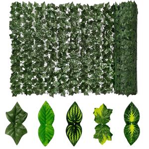 50×500cm 잎 울타리 아이비 개인 정보 보호 화면 발코니 개인 정보 보호 정원 잎 울타리 인공 울타리 사과 잎 야외 울타리 장식