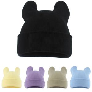 새로운 한국어 귀여운 비니 패션 거리 힙합 모자 만화 고양이 귀 니트 모자 가을 겨울 수갑 비니 Skullies 보닛