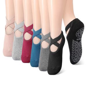 여성용 밴디지 요가 양말, 필라테스, 발레, 댄스용 면 양말, 미끄럼 방지 기능이 있는 여성용 스포츠 양말, 운동용 실내화, 러닝용 미끄럼 방지 양말