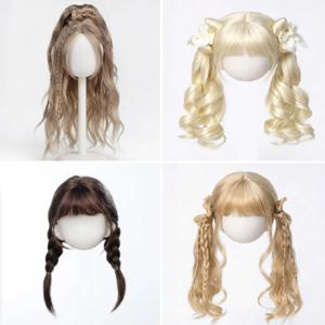 1/6BJD 가발 Bangs 포니 테일 곱슬 부드러운 모헤어 가발 머리띠 30cm DD SD 인형 가발 장난감 액세서리 6-7 인치 머리카락에 적합
