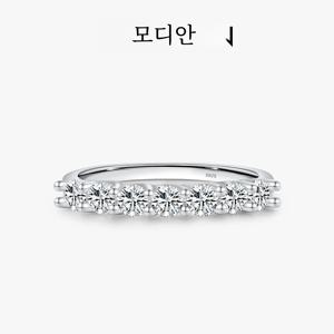 MODIAN Moissanite 웨딩 밴드 925 스털링 실버 반지 백금 도금 실험실 다이아몬드 쌓을 수있는 크라운 쥬얼리 여성 선물 용품
