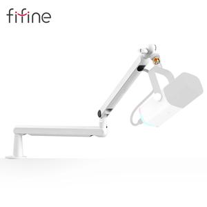FIFINE 로우 프로파일 붐 암 마이크 스탠드(데스크 마운트/케이블 관리 포함), AM8 K688-White BM88W용 조정 가능한 마이크 붐