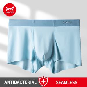 MiiOW 실크 섹시한 남자 복서 팬티, 그래핀 항균 가랑이 복서, 남자 언더팬츠 L-5XL, 남자 복서 브리프