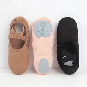 여자 여자 발레 탄성 부드러운 단독 전문 캔버스 슬리퍼 발레 신발 발레 플랫 스트레치 캔버스 분할 부드러운 단독 신발