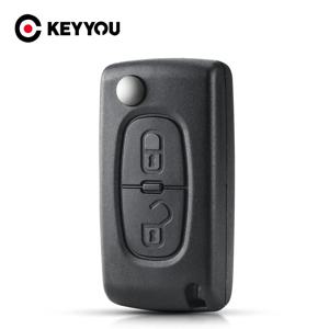 KEYYOU 2 버튼 플립 접이식 키 케이스 푸조 107 207 307 307S 308 407 607 VA2/HU83 블레이드 용 빈 쉘