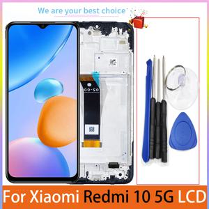 프레임 스크린 터치 기능이 있는 Xiaomi Redmi 10 5G LCD 디스플레이용 22041219 G 22041219 NY 패널 교체 부품