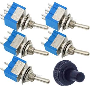 5Pcs 라이트 블루 토글 스위치 ON-OFF-ON/ON-OFF 3Pin 6Pin 3 위치 래칭 MTS-103 MTS-102 AC 125V/6A 250V/3A 방수 캡