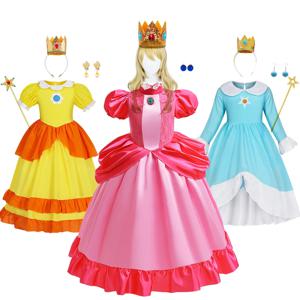 Rosalina 드레스 소녀 복숭아 의상 데이지 코스프레 어린이 생일 파티 카니발 멋진 의상
