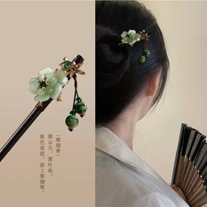 나무 술 단계 흔들리는 머리핀 젓가락 머리 스틱 고대 머리 장식 팬 머리 장식 꽃 헤어 스타일링 액세서리 선물