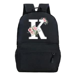 대학생 숙녀 핑크 꽃 알파벳 흰색 인쇄 배낭 여성 꽃 하라주쿠 SchoolBags 여성 로즈 편지 Shouder 가방