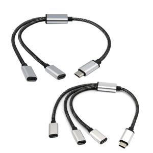 휴대용 USB C 수 투 더블 USB C 암 스플리터, USB Y 스플리터 케이블, C타입 허브, C타입 장치 게임 핸들