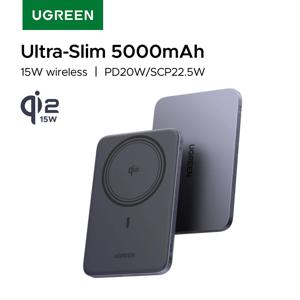 UGREEN 유그린 울트라 슬림 20W Qi2 15W 마그네틱 보조배터리 5000mAh 마그플로우 에어 파워뱅크 (아이폰 17 Pro용, 맥세이프 무선 충전 지원)