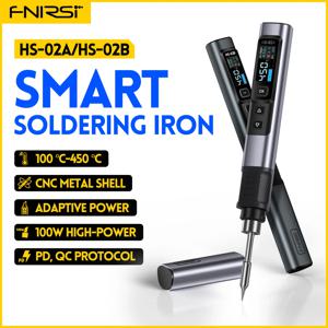 FNIRSI HS-02 스마트 전기 납땜 인두 PD 100W 조정 가능한 일정한 온도 빠른 열 휴대용 납땜 인두 스테이션 키트